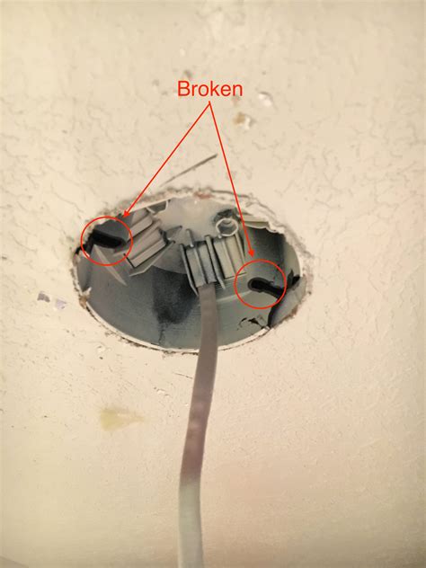 junction box fell out of ceiling|broken light junction box replacement.